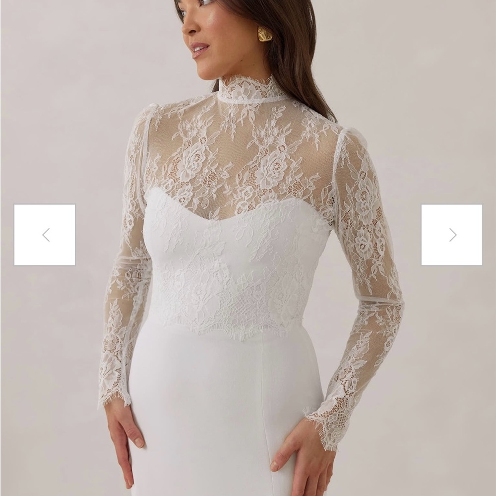 White lace wedding dress topper in large